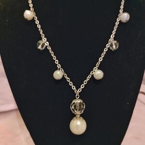 Cookie Lee Silver Necklace with Pearl Accents
